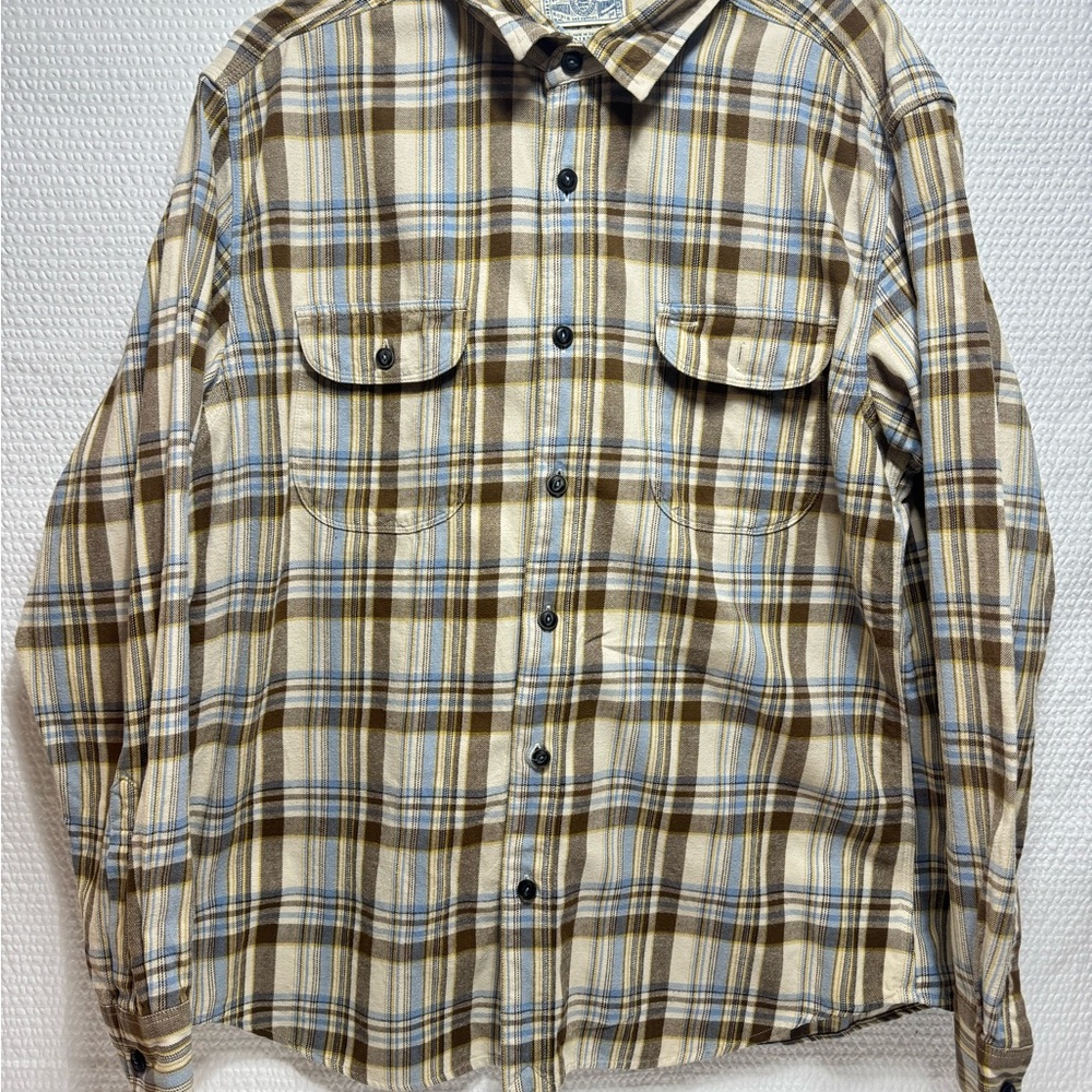 Lucky Brand Brown and Cream Plaid Shirt